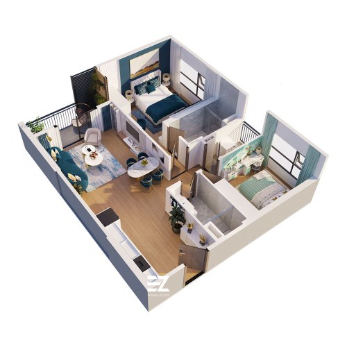 2 PN, Tòa ZR1, khu The Zurich, Vinhomes Ocean Park