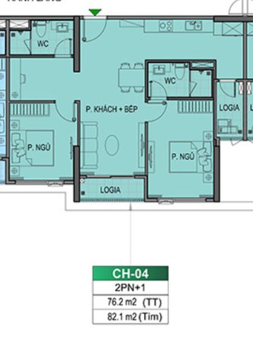 2 PN + 1 (2 Toilet), Tòa BE1, khu The Beverly, Vinhomes Ocean Park