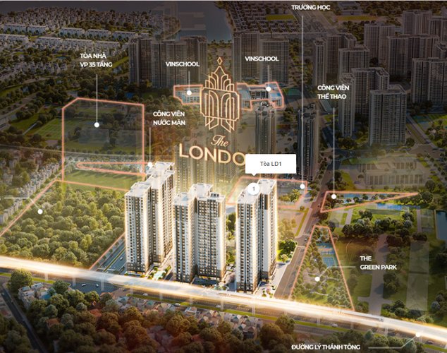 2 PN, Tòa LD1, khu London, Vinhomes Ocean Park