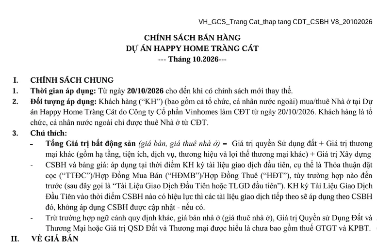 CSBH Happy Home Tràng Cát_Thấp tầng