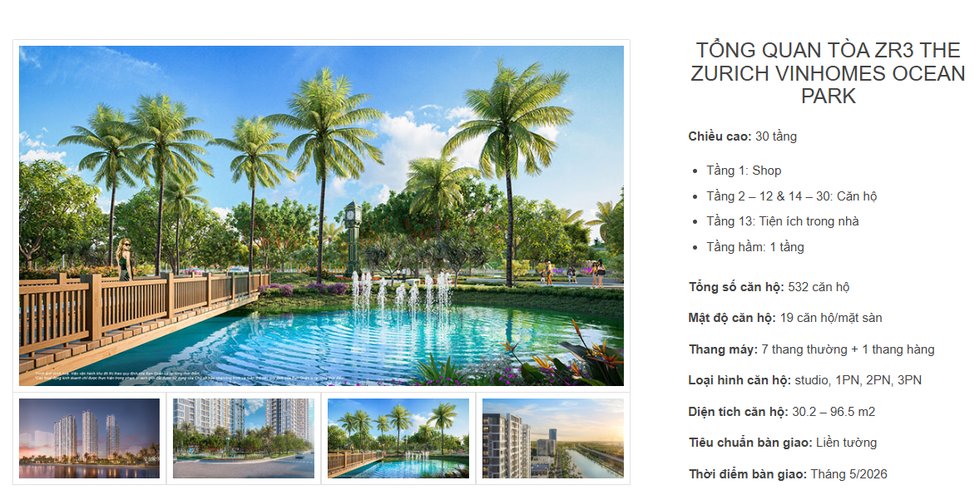 Studio, Tòa ZR3, khu The Zurich, Vinhomes Ocean Park