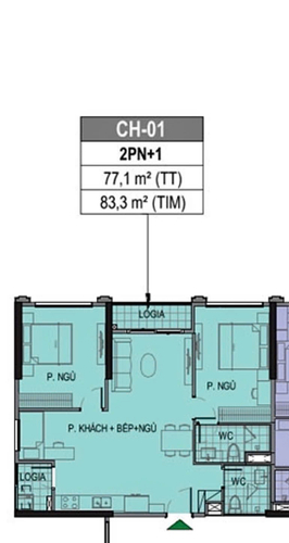 2 PN + 1 (2 Toilet), Tòa PR6, khu Paris, Vinhomes Ocean Park