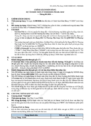 Chính sách bán hàng CĐT tháng 09/2026 - Vinhomes Pearl Bay