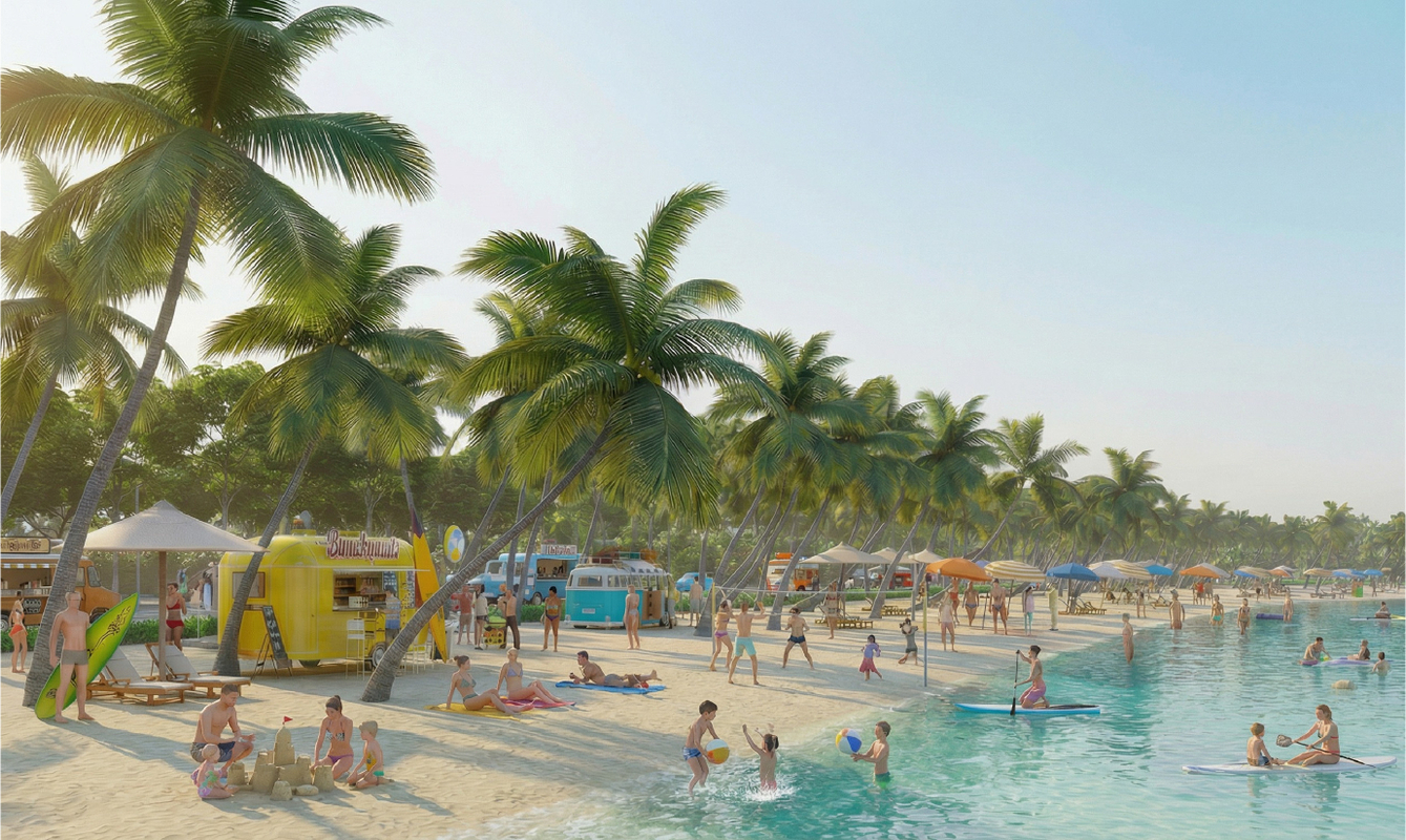 Bãi tắm trải cát trắng ~2.14ha dành cho cư dân tại Vinhomes Pearl Bay