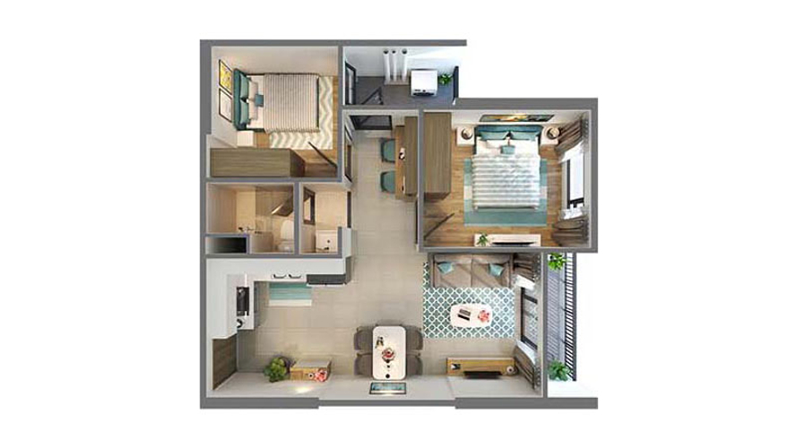 2 PN + 1 (1 Toilet), Tòa S1.07, khu The Sapphire 1, Vinhomes Ocean Park