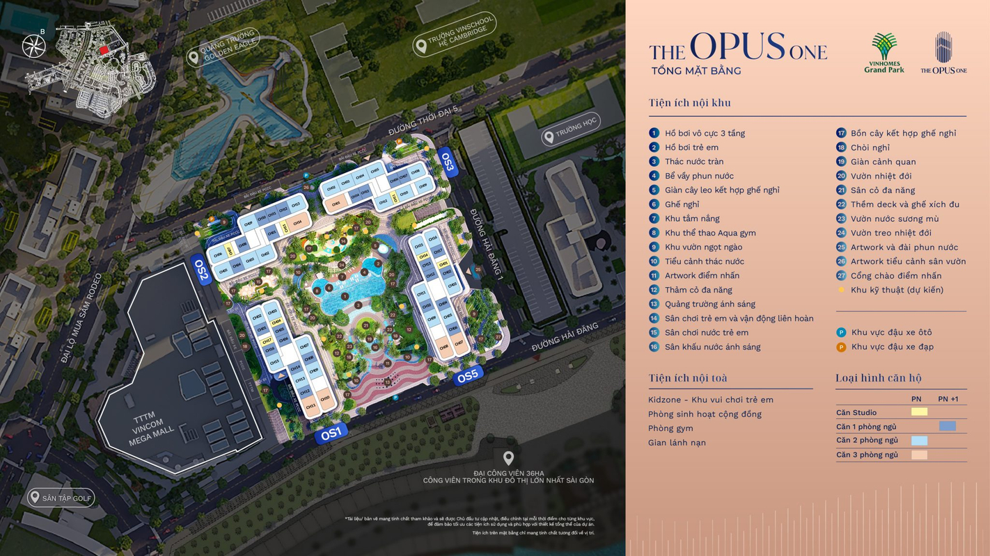 Mặt bằng tổng thể The Opus One Vinhomes Grand Park
