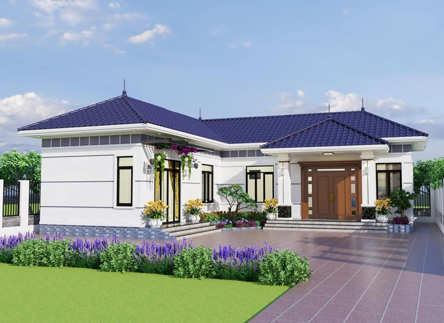 (Mẫu nhà cấp 4 chữ L giúp tối ưu hóa không gian đất, tạo khoảng sân vườn rộng rãi - Ảnh sưu tầm Internet)