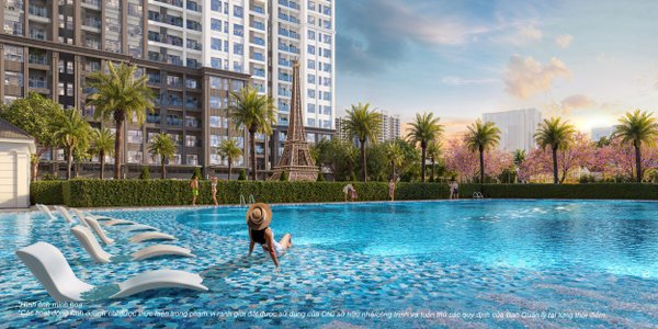 Hình ảnh phối cảnh bể bơi nội khu
