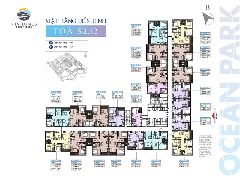 Mặt bằng S2.12 Vinhomes Ocean Park | Thông tin mới