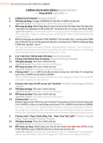 Chính sách bán hàng Tháng 8/2026 - Tòa OS2 - The Opus One