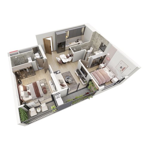 2 PN, Tòa ZR3, khu The Zurich, Vinhomes Ocean Park