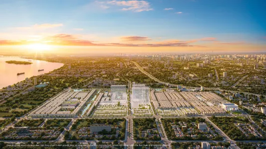 Phối cảnh tổng thể hướng nhìn thấy Đại lộ Tây Thăng Long